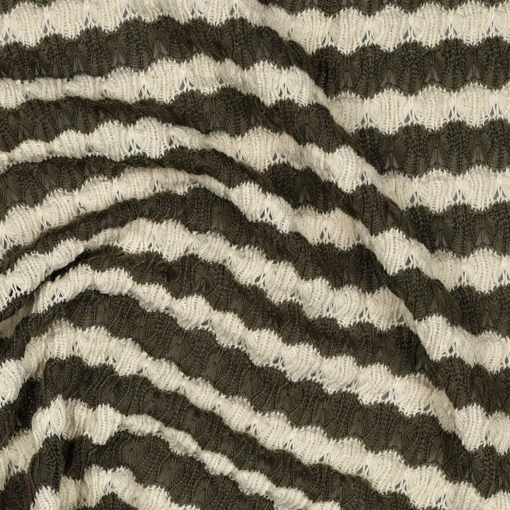 BALD ERHÄLTLICH - Strick Jacquard Streifen olivgrün