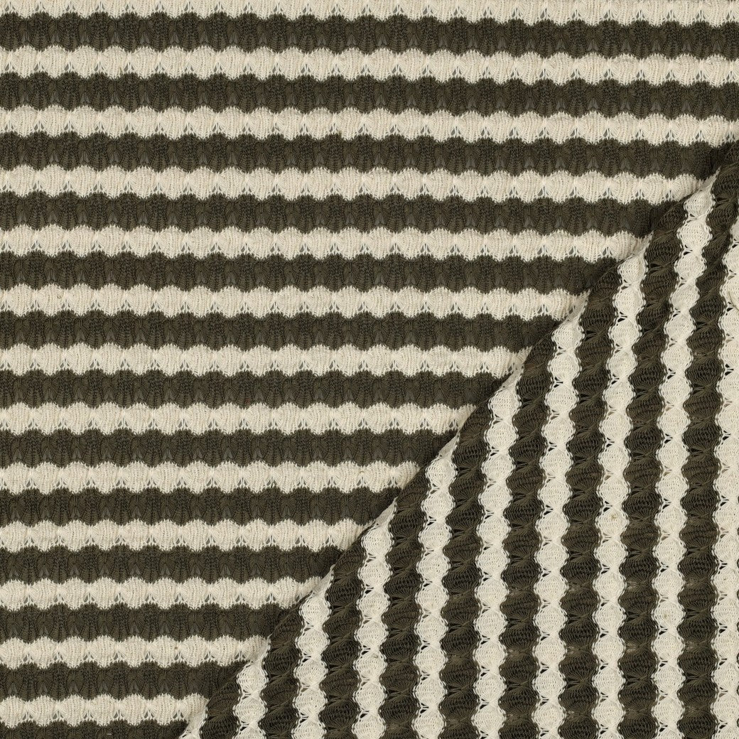 BALD ERHÄLTLICH - Strick Jacquard Streifen olivgrün