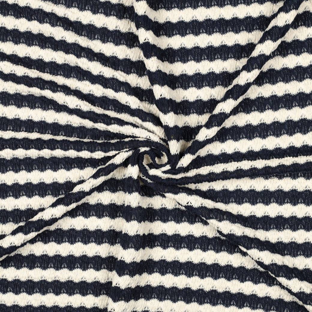 Strick Jacquard Streifen dunkelblau