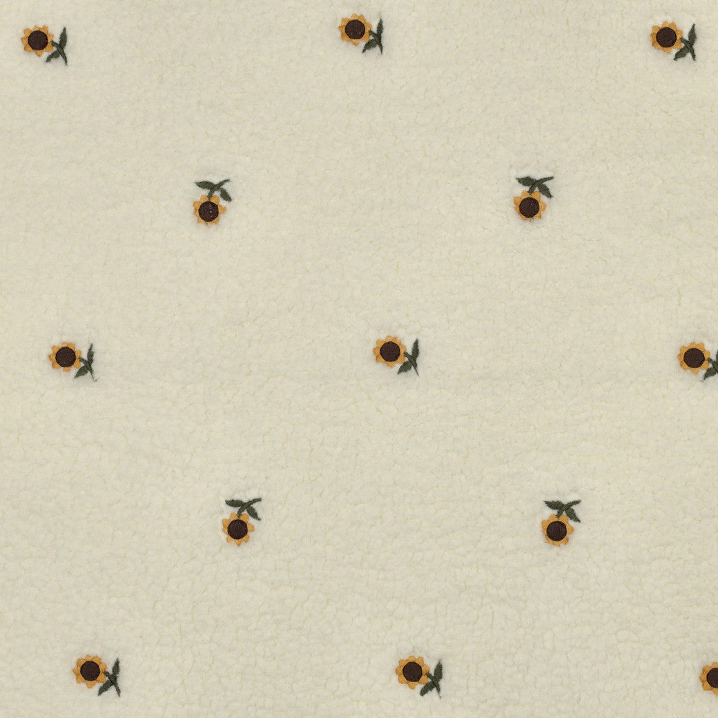Teddystoff bestickt Sonnenblumen ecru natural