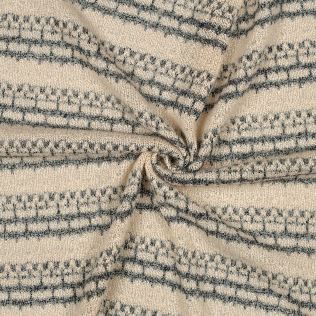 BALD ERHÄLTLICH - Strick Jacquard Streifen breit grau meliert