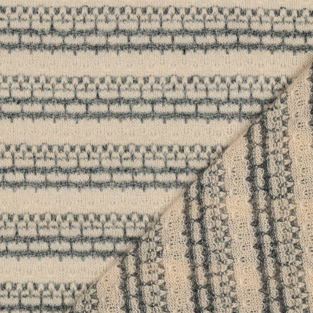 BALD ERHÄLTLICH - Strick Jacquard Streifen breit grau meliert