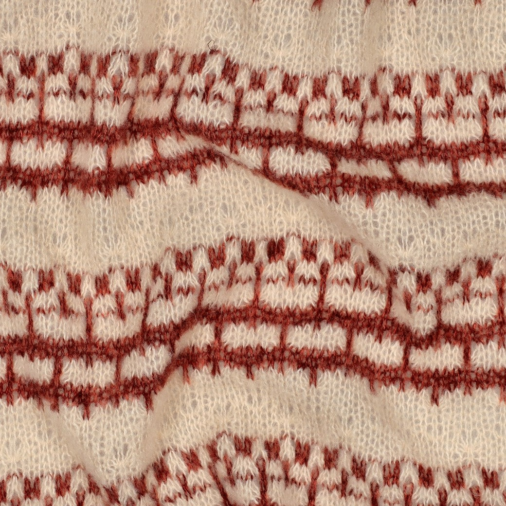 BALD ERHÄLTLICH - Strick Jacquard Streifen breit bordeaux ecru
