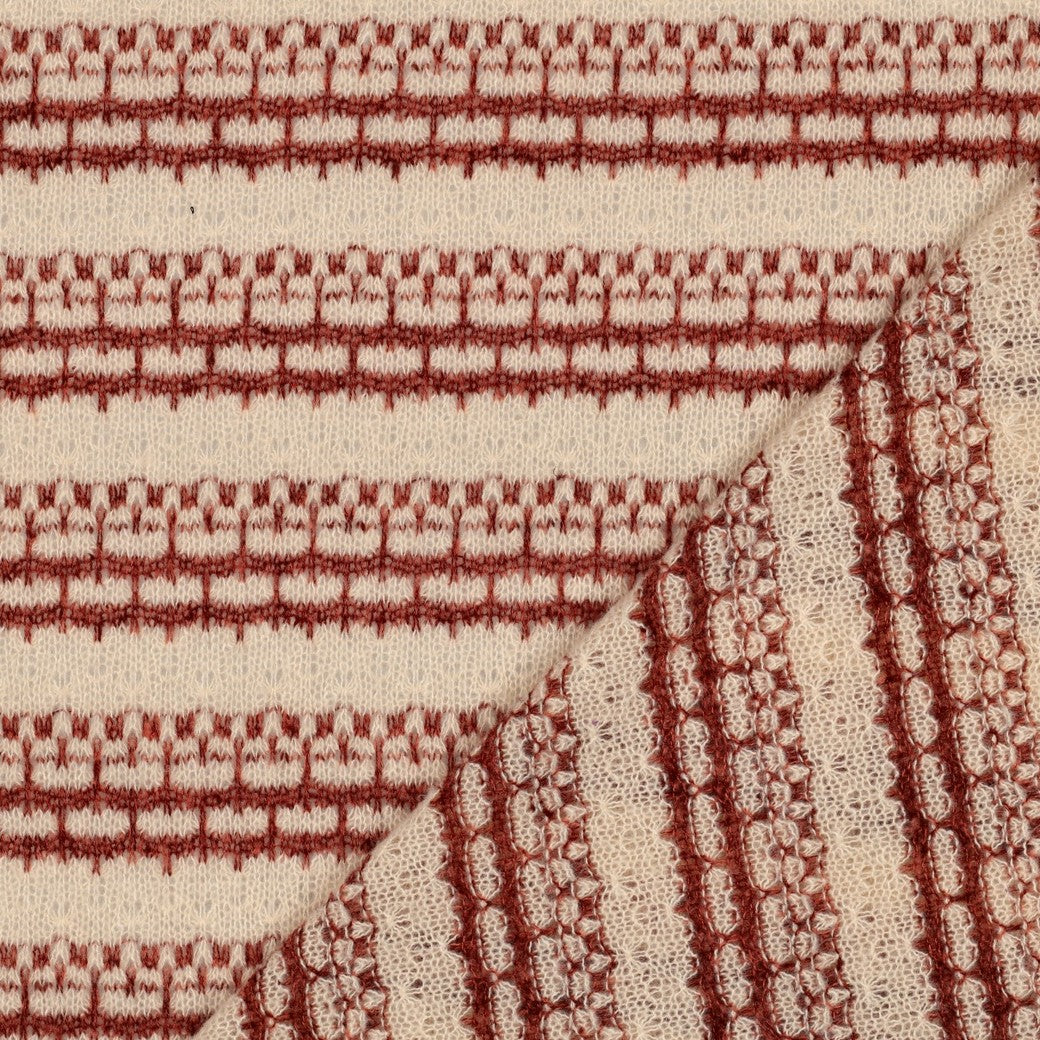 BALD ERHÄLTLICH - Strick Jacquard Streifen breit bordeaux ecru