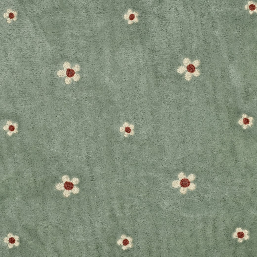 BALD ERHÄLTLICH - Fleece Kuschel bestickt Blumen salbei