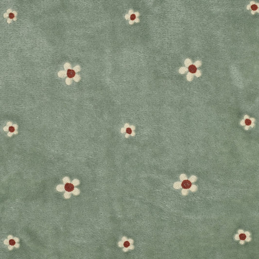 Fleece Kuschel bestickt Blumen salbei