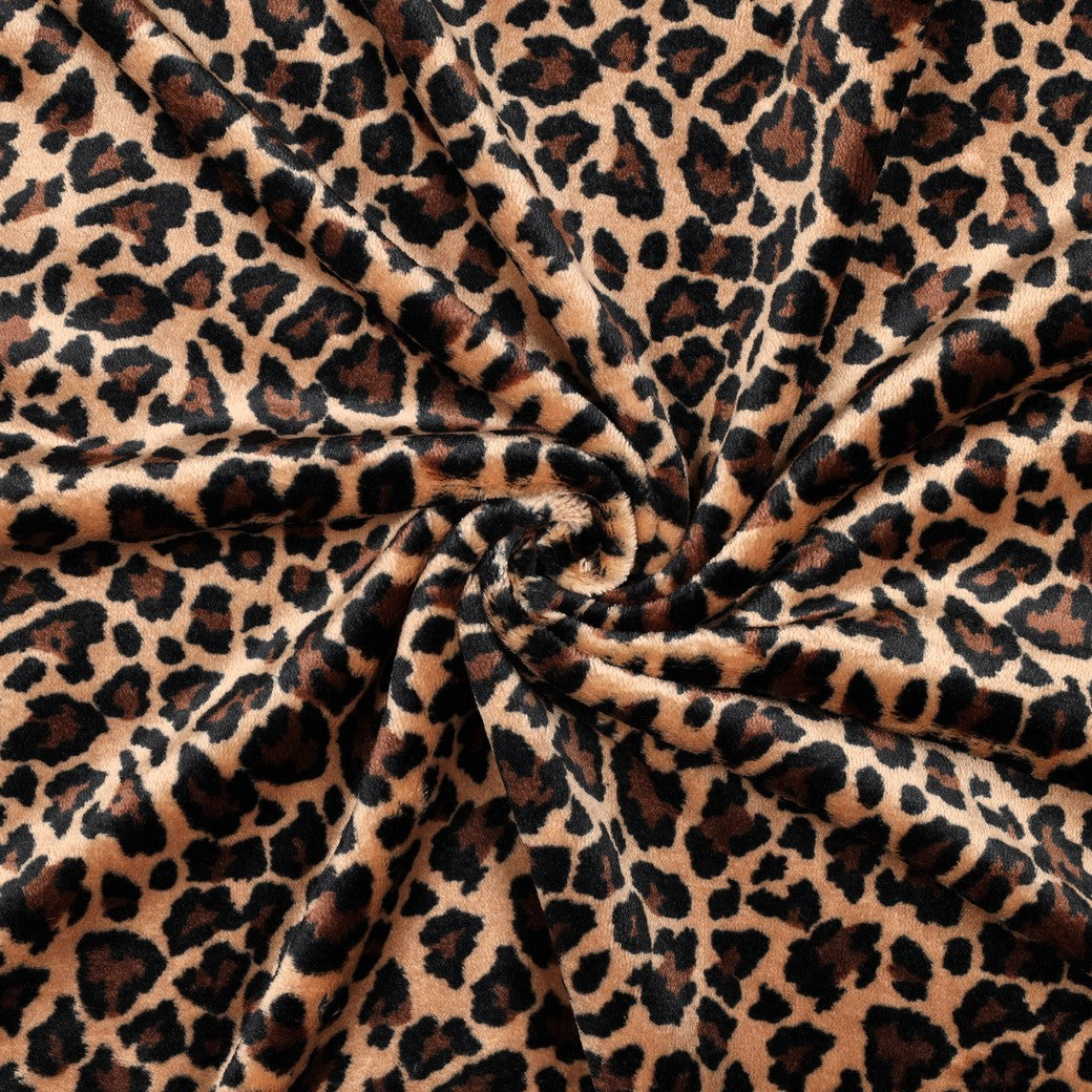 BALD ERHÄLTLICH - Fleece Kuschel Animalprint Leo braun
