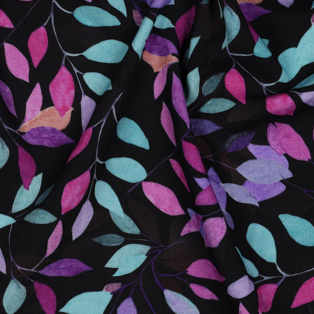 Viskose Bluse digital Leaves black