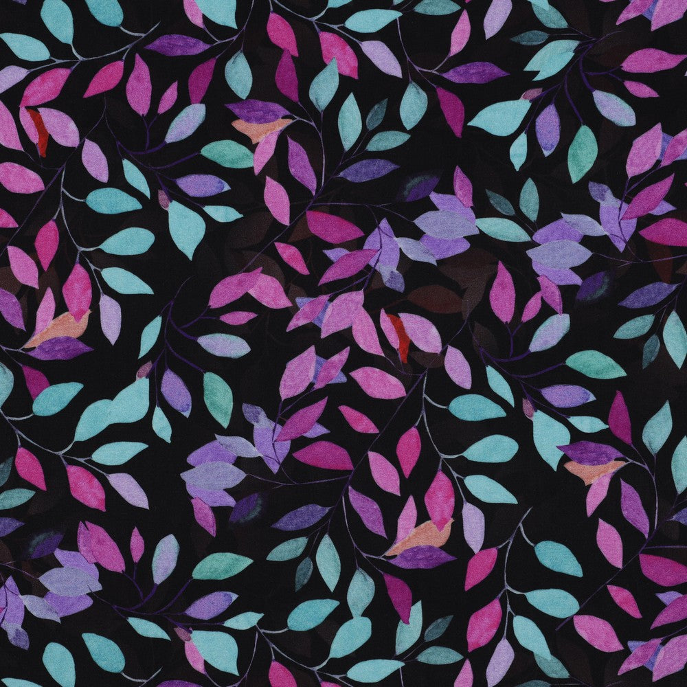 Viskose Bluse digital Leaves black