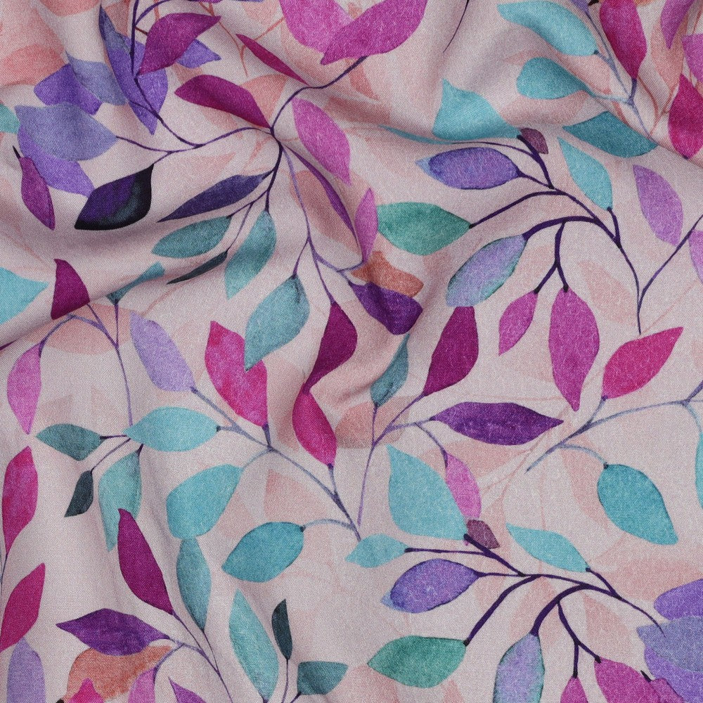 Viskose Bluse digital Leaves lavender