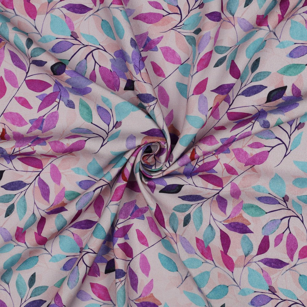 Viskose Bluse digital Leaves lavender