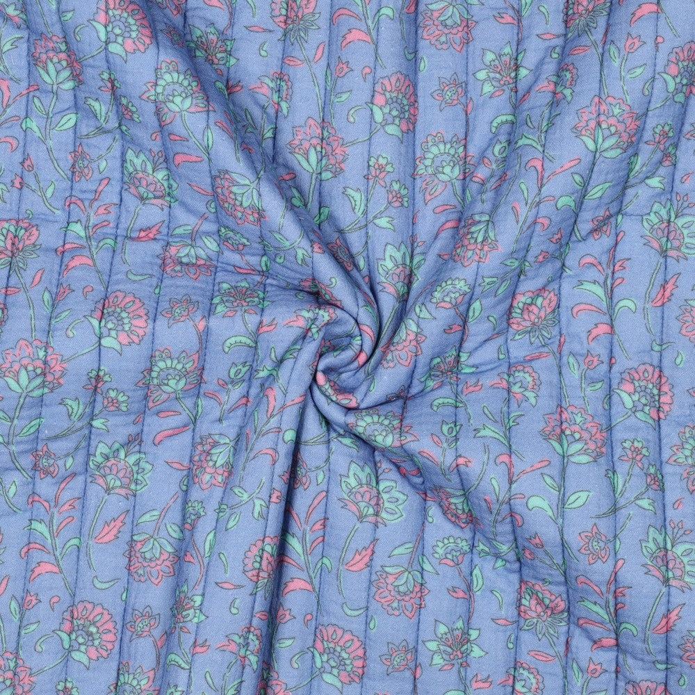 Musselin Stepper Flowers 2 sided hellblau mint