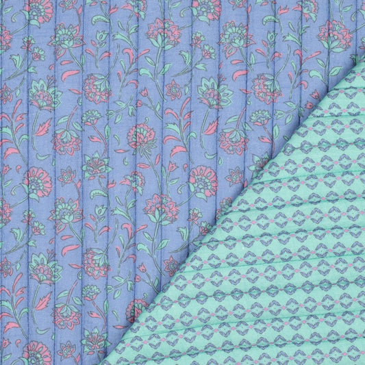 Musselin Stepper Flowers 2 sided hellblau mint