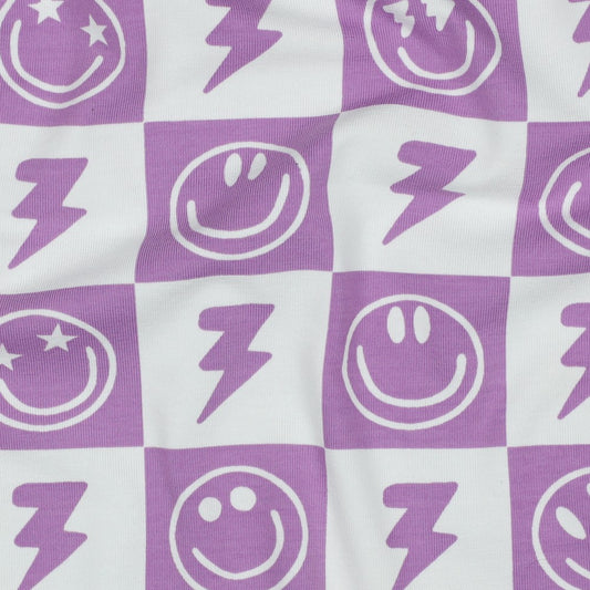 Jersey Happy Faces Smiley Kombi lavender