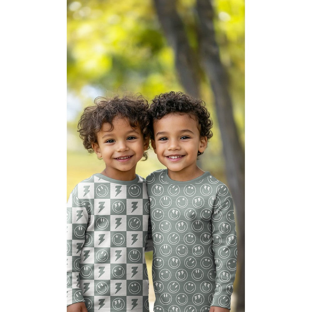 Jersey Happy Faces Smiley Kombi lavender
