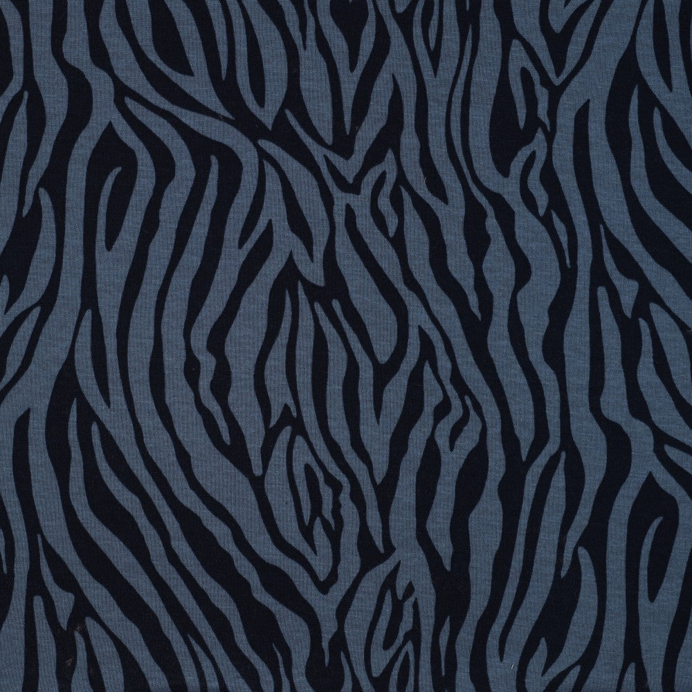 Alpenfleece zebra animalprint blau 1m
