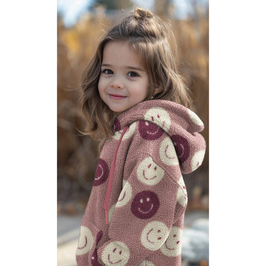 Teddystoff Jacquard Happy Faces mauve ecru