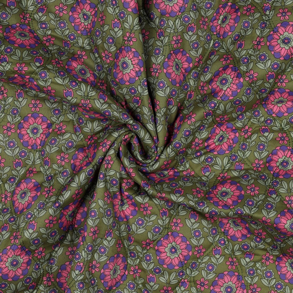 Stepper Baumwolle Voile Flowers lila oliv