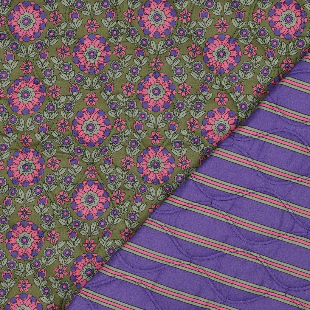 Stepper Baumwolle Voile Flowers lila oliv