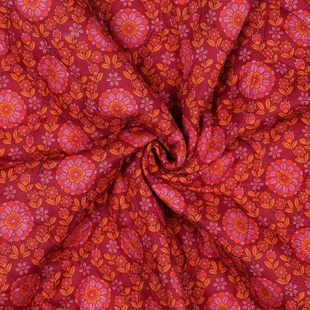 Stepper Baumwolle Voile Flowers bordeaux pink