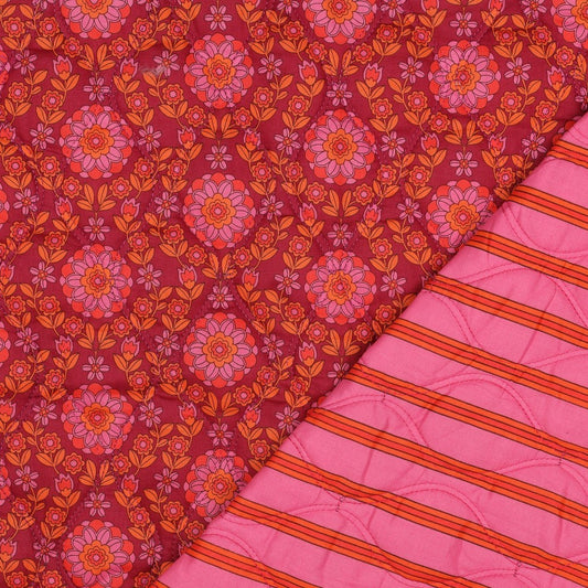 Stepper Baumwolle Voile Flowers bordeaux pink