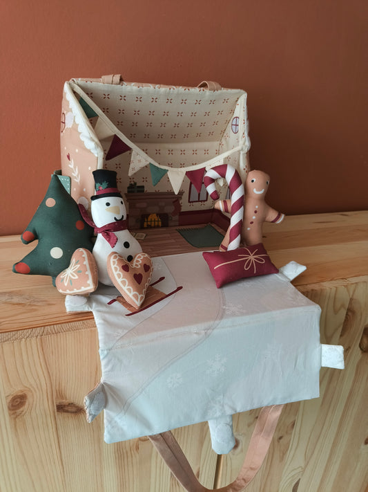 Baumwolle Weihnachten Panel Lebkuchenhaus Puppenhaus
