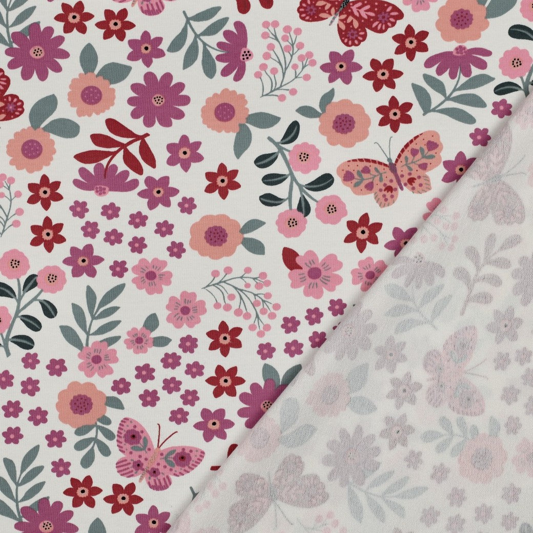 Bald erhältlich - Sweat Blumen ecru beere