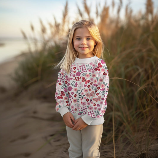 Bald erhältlich - Sweat Blumen ecru beere