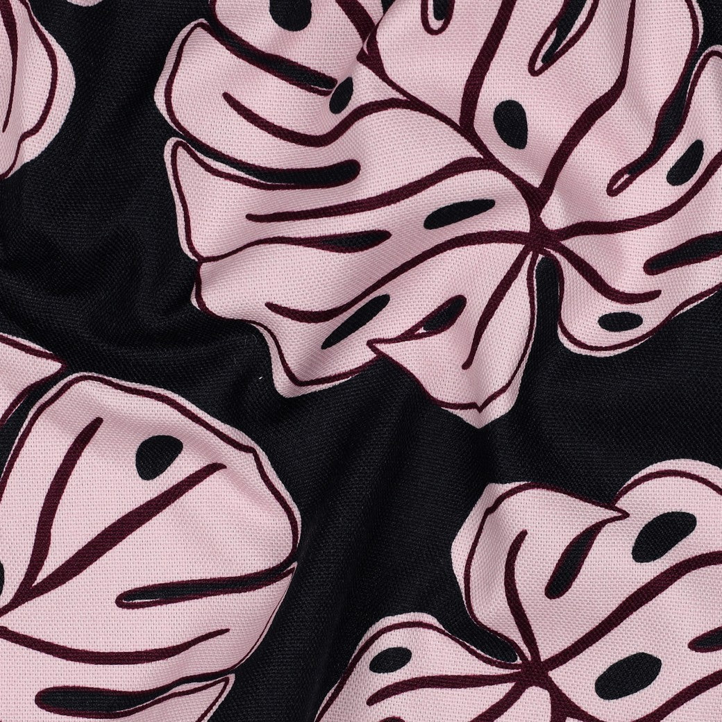 Canvas Monstera Leaves navy