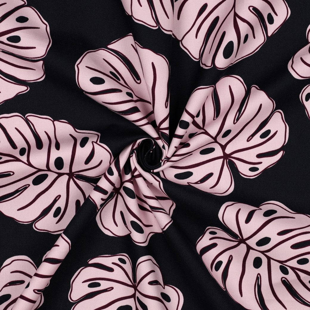 Canvas Monstera Leaves navy