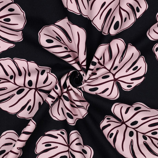 Canvas Monstera Leaves navy