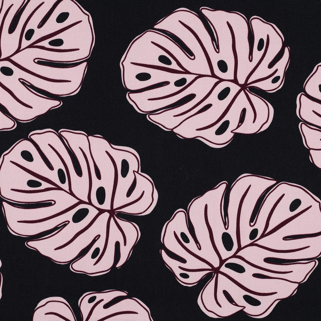 Canvas Monstera Leaves navy