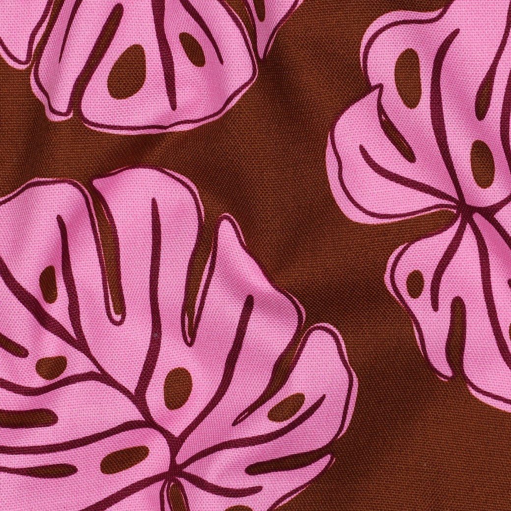 Canvas Monstera Leaves brown pink