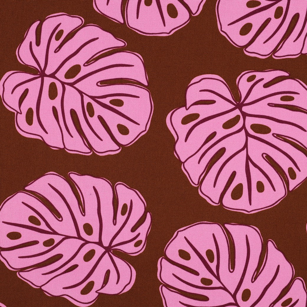 Canvas Monstera Leaves brown pink