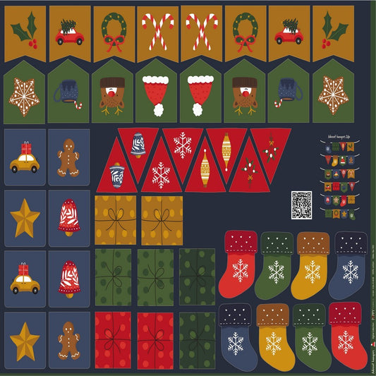 Canvas Weihnachten Panel Adventskalender navy