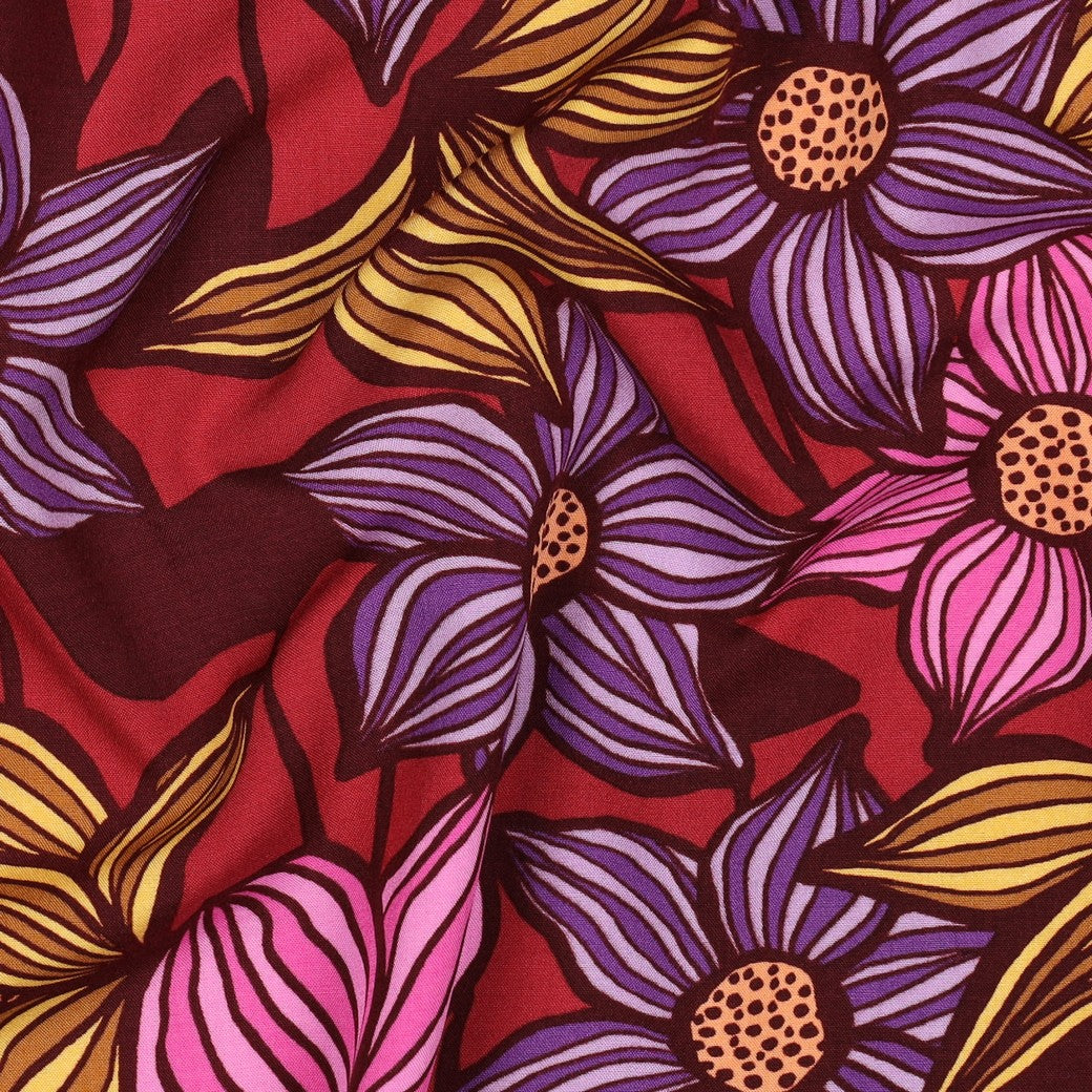 Viskose Lenzing Ecovero Blumen bordeaux