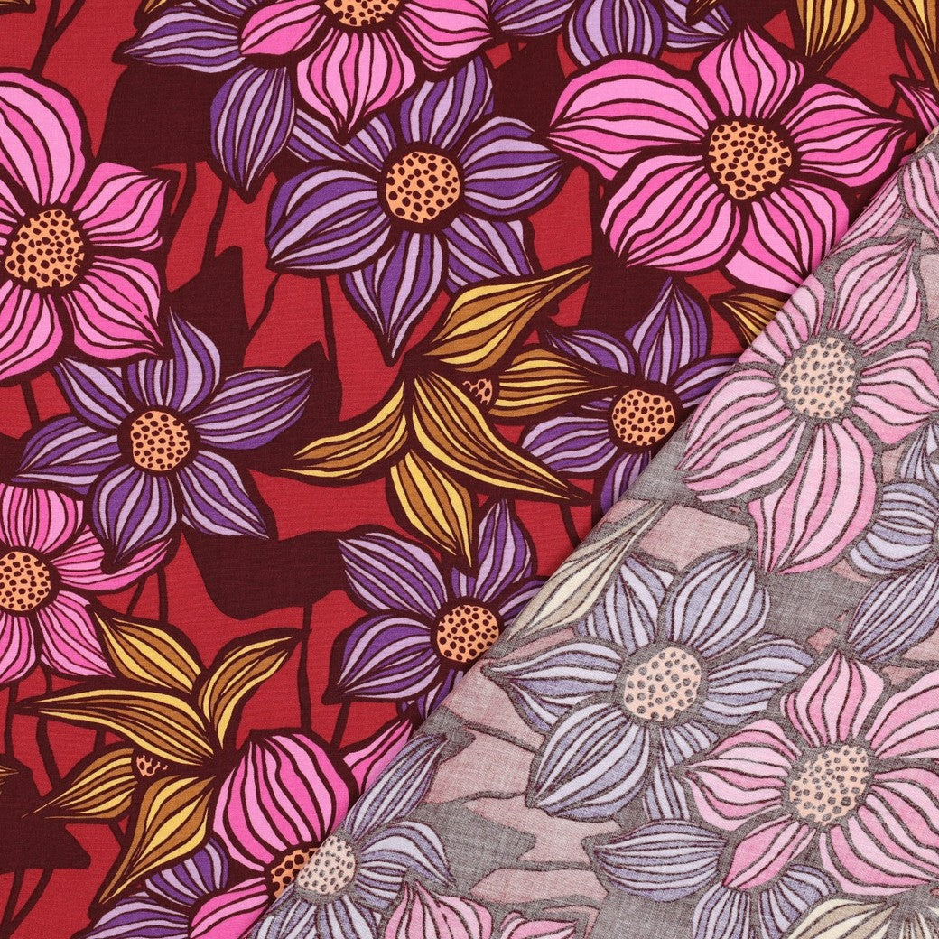 Viskose Lenzing Ecovero Blumen bordeaux
