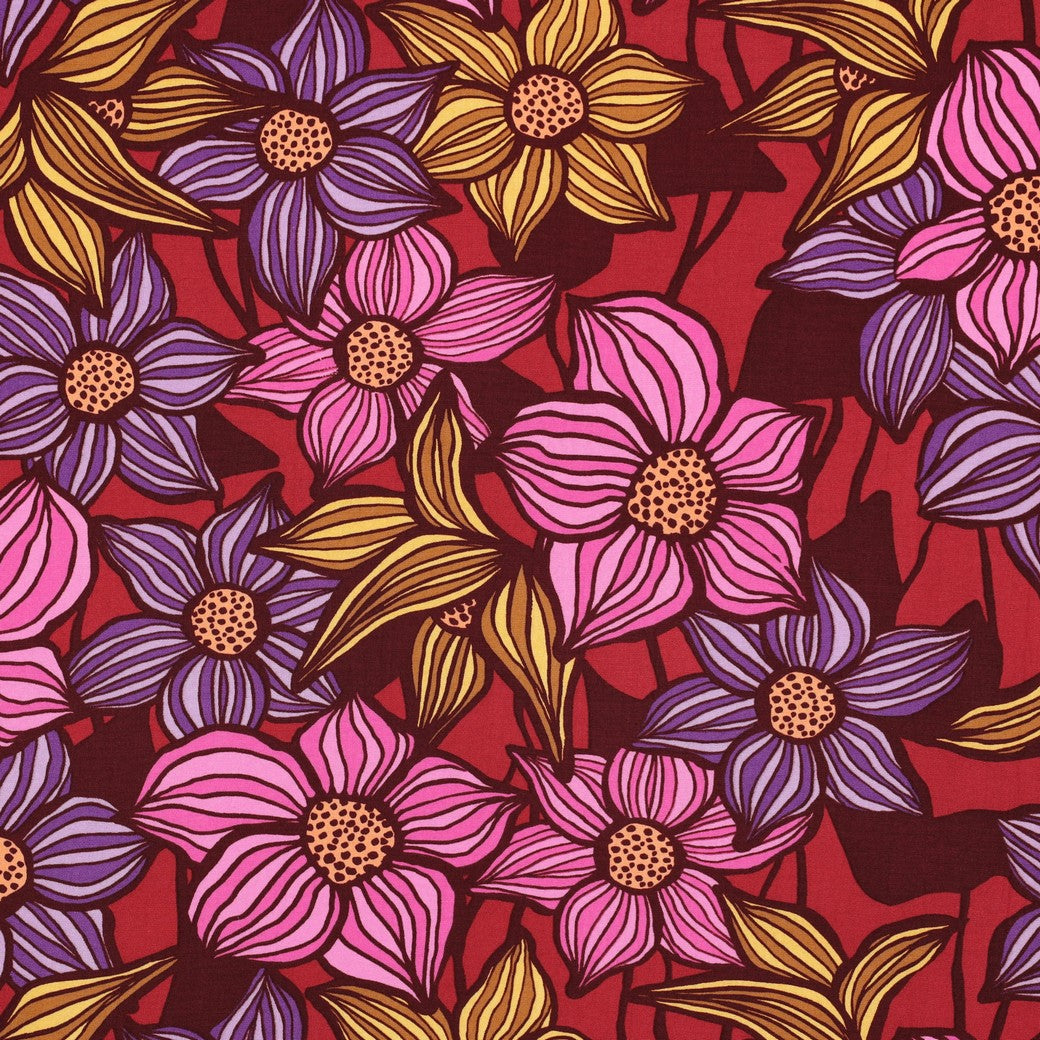 Viskose Lenzing Ecovero Blumen bordeaux