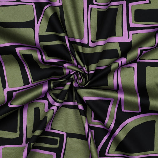 Baumwollsatin Geometric schwarz flieder