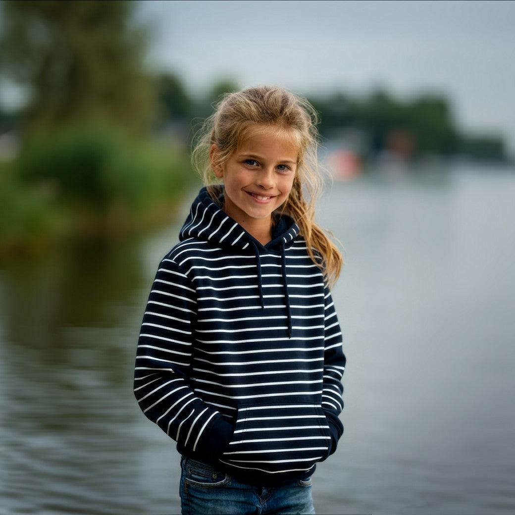 Sweat Streifen ecru marineblau