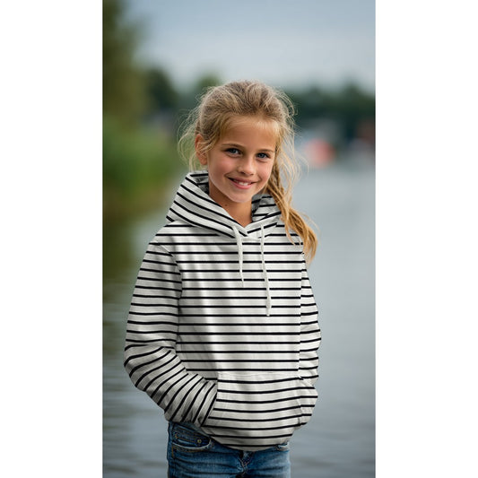 Sweat Streifen ecru marineblau