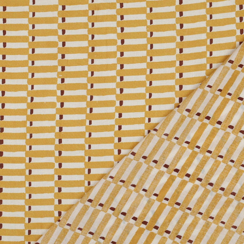 Handgefertigte Blockgedruckte geometrisch senf
