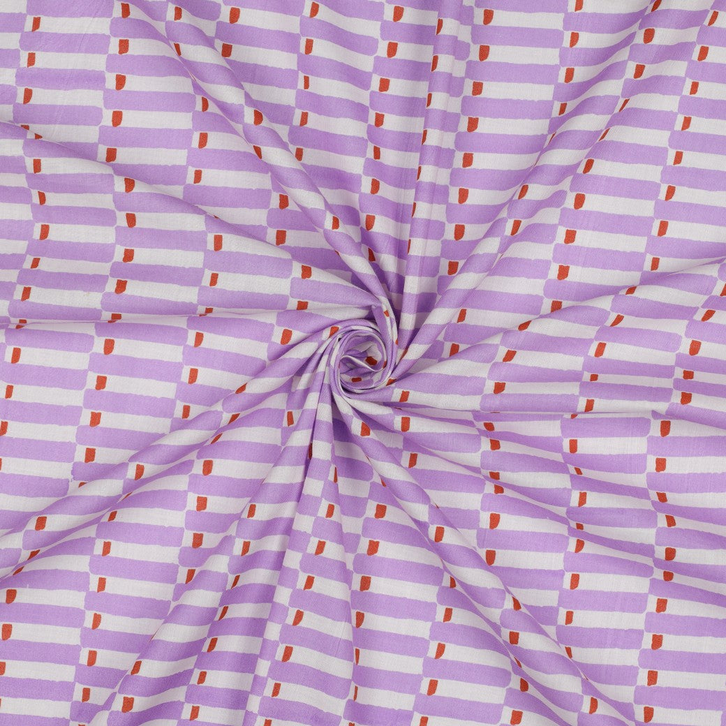 Handgefertigte Blockgedruckte geometrisch lila