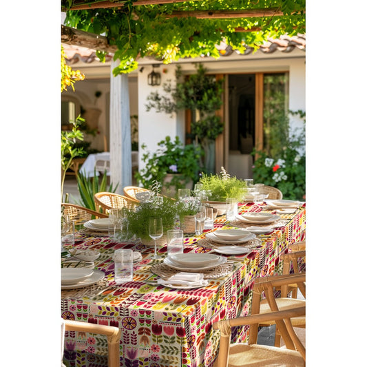 Canvas Outdoor Tischdecke wasserfest Flowers