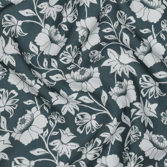 Bald erhältlich - Viskose Lenzing Ecovero Blumen salbei ecru