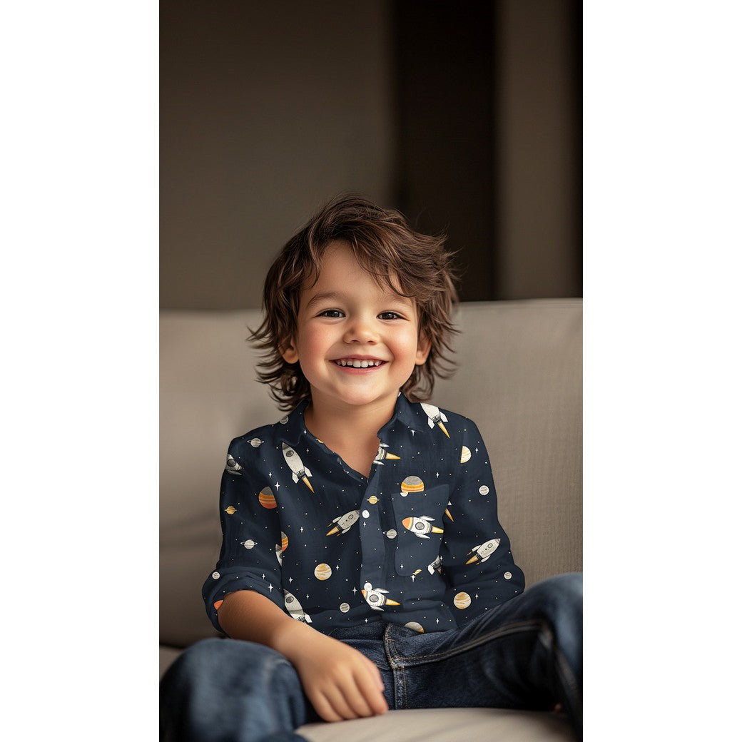 Bald erhältlich - Baumwolle digital Weltraum dunkelblau