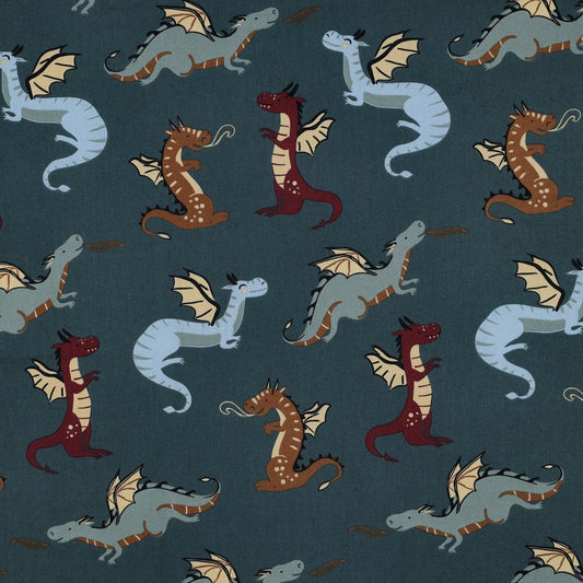 Bald erhältlich - Baumwolle Drachen petrol