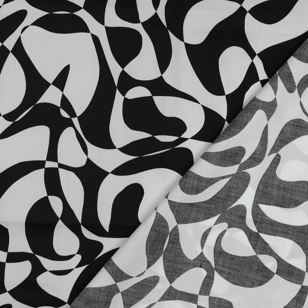 Bald erhältlich - Baumwollsatin Abstrakt schwarz weiß
