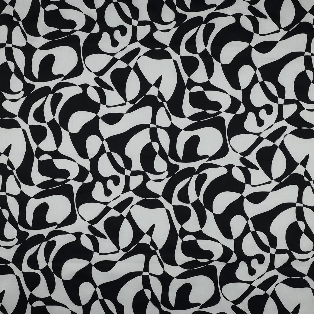 Bald erhältlich - Baumwollsatin Abstrakt schwarz weiß