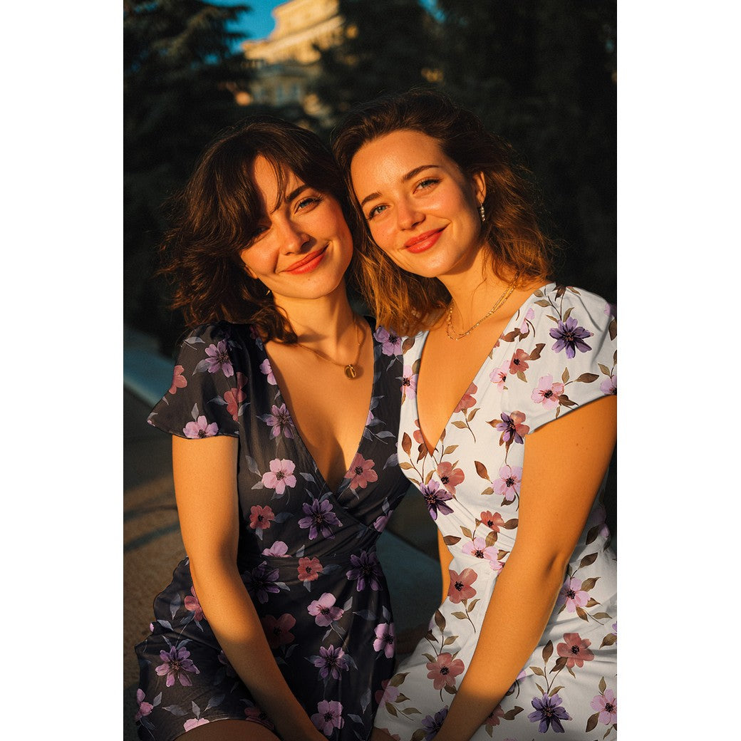 Bald erhältlich - Baumwoll Viskose digital Blumen ecru